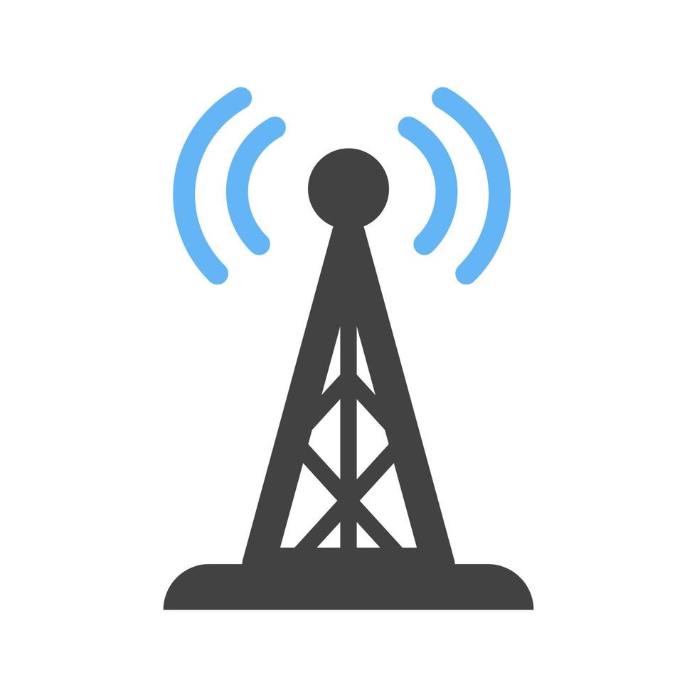 Signals Tower II Glyph Blue and Black Icon vector