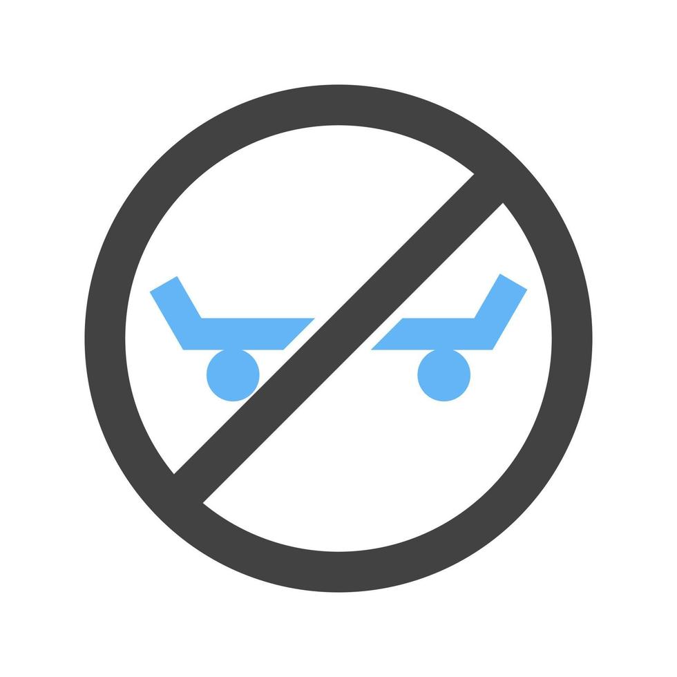 No Skating Glyph Blue and Black Icon vector