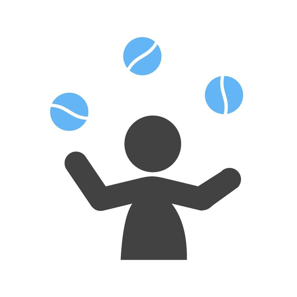 Ball Juggling Glyph Blue and Black Icon vector