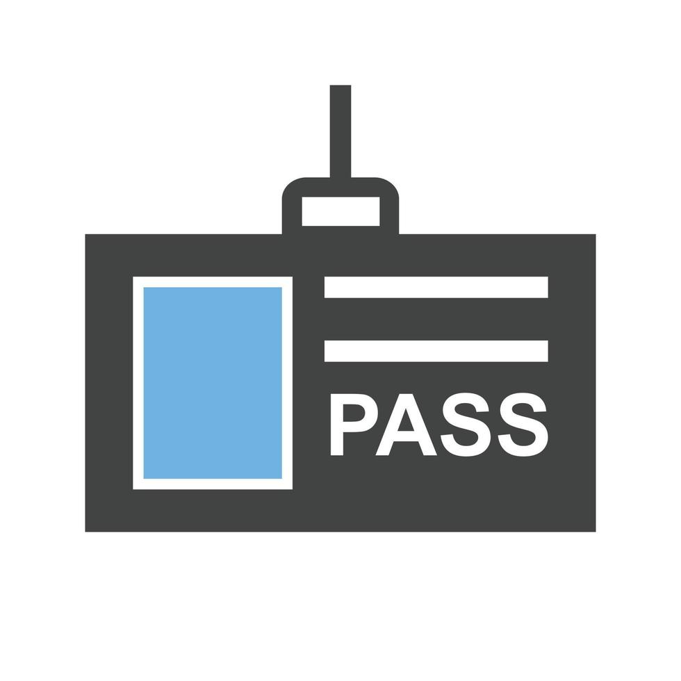 Pass Card Glyph Blue and Black Icon vector