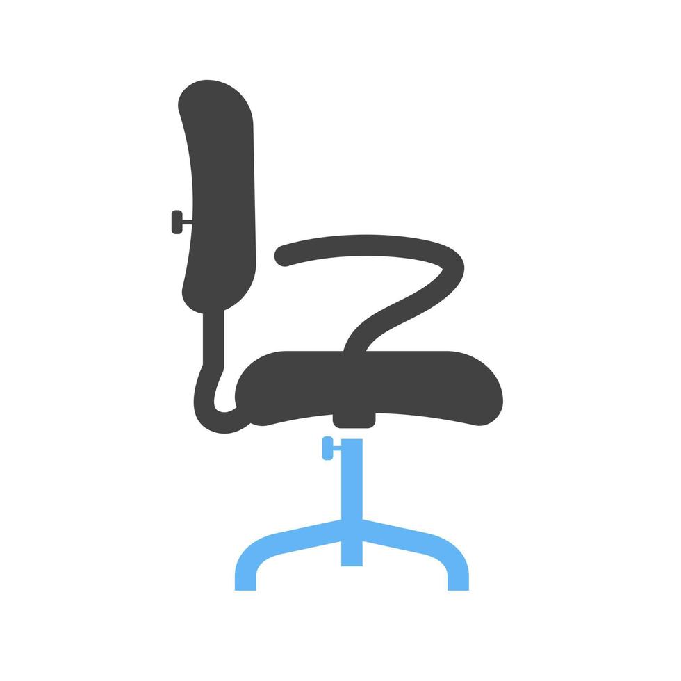 Office Chair II Glyph Blue and Black Icon vector