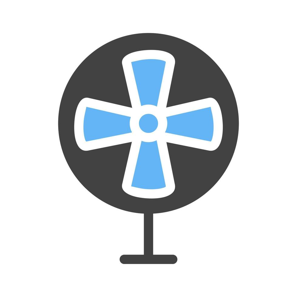 Electric Fan Glyph Blue and Black Icon vector