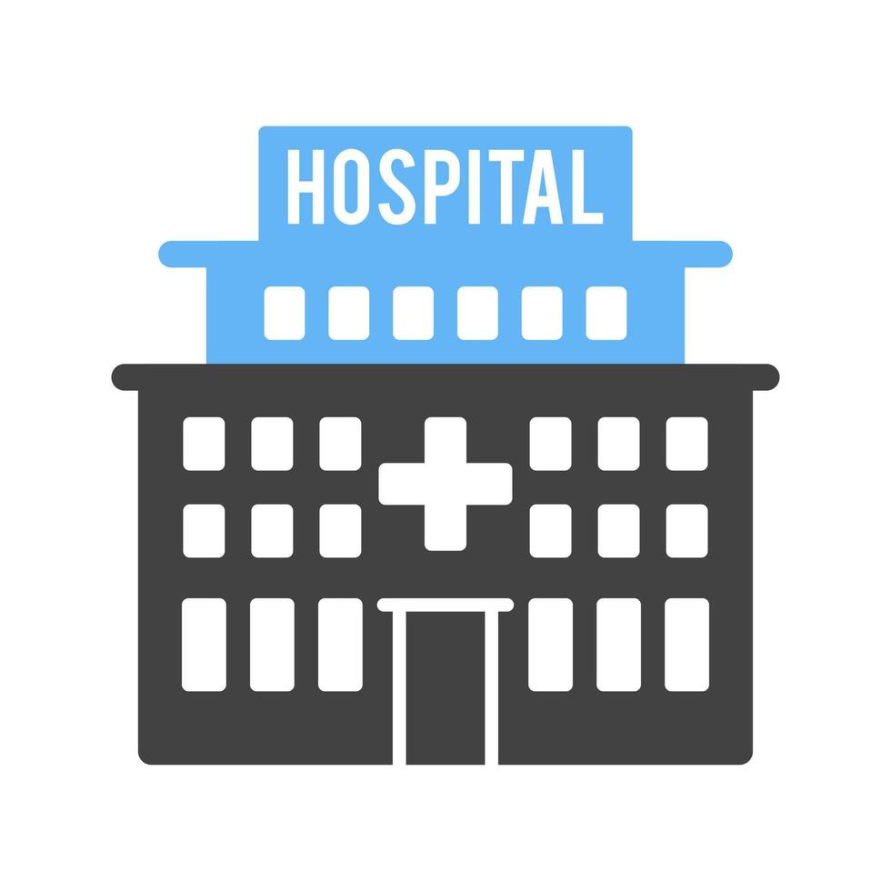 hospital glifo icono azul y negro vector