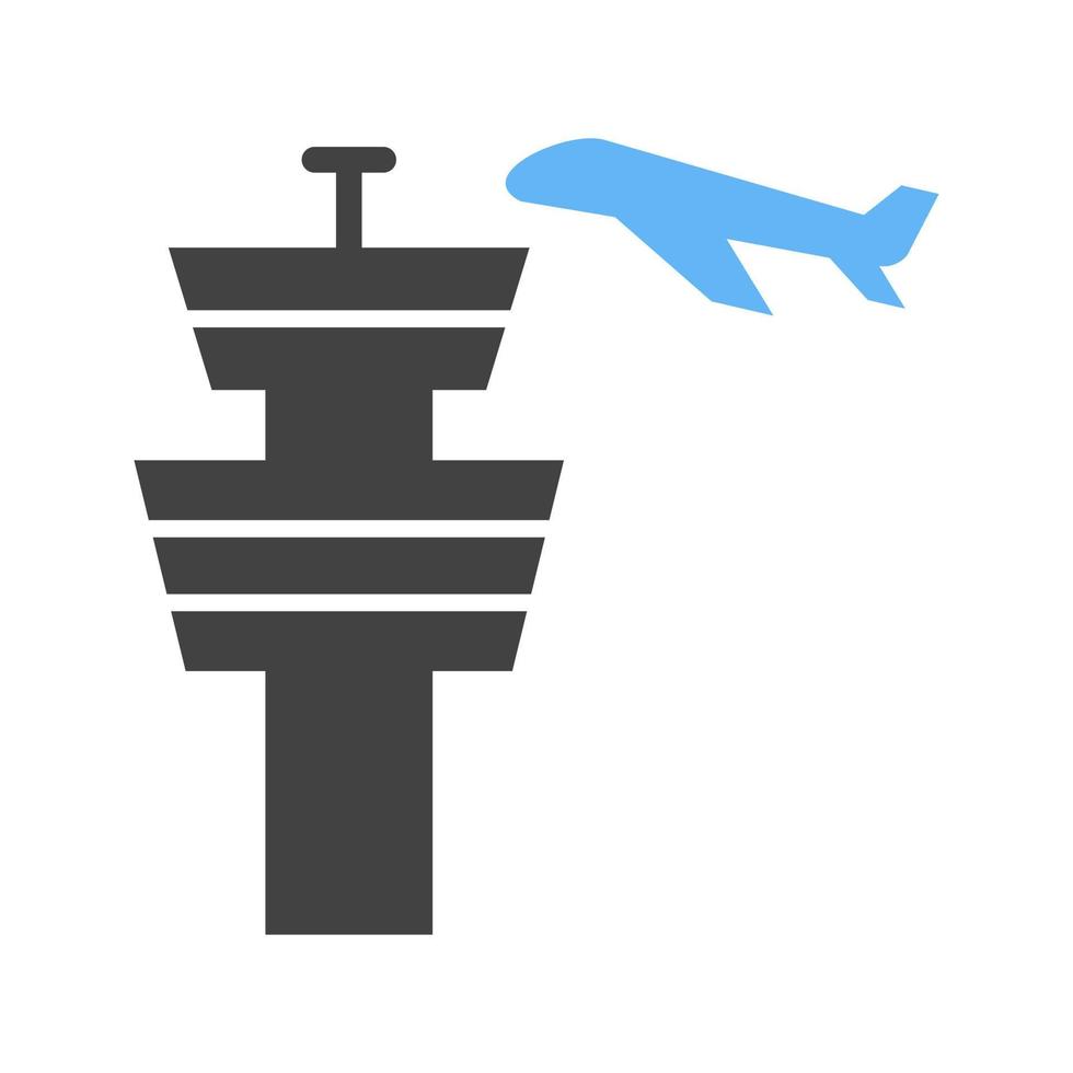 Air Control Tower Glyph Blue and Black Icon vector