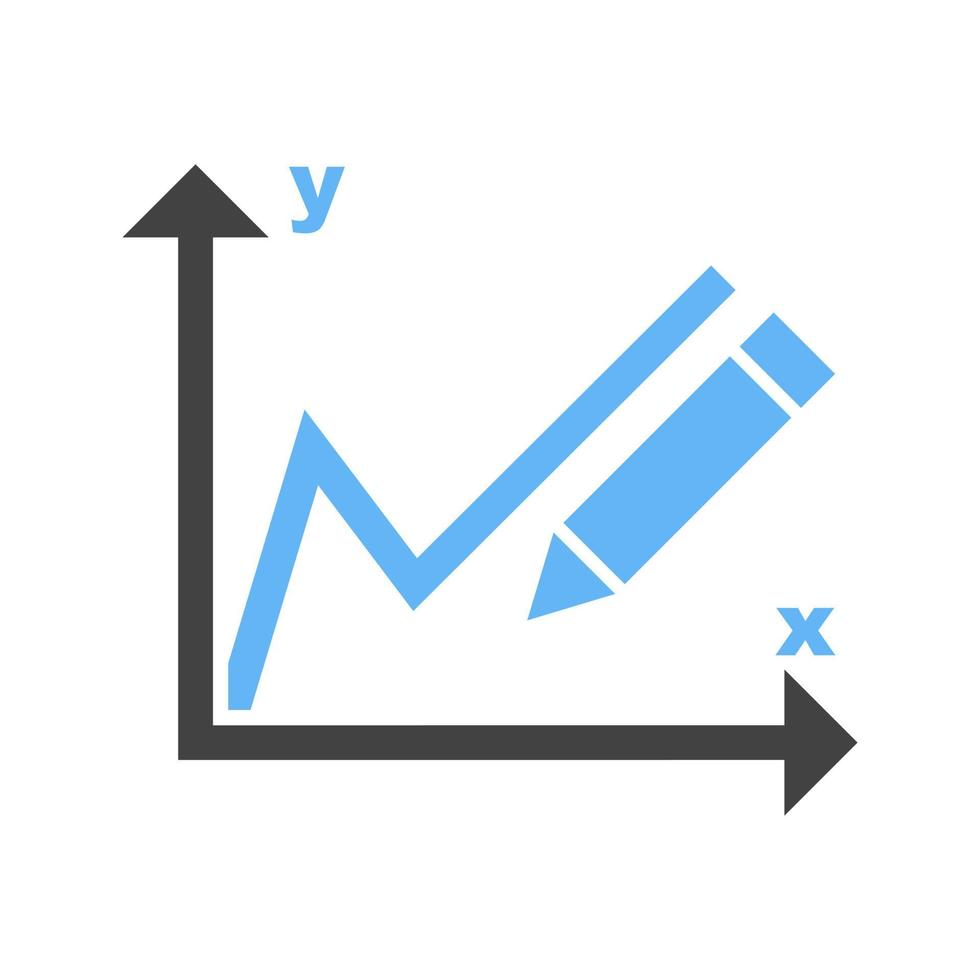 Drawing Graphs Glyph Blue and Black Icon vector