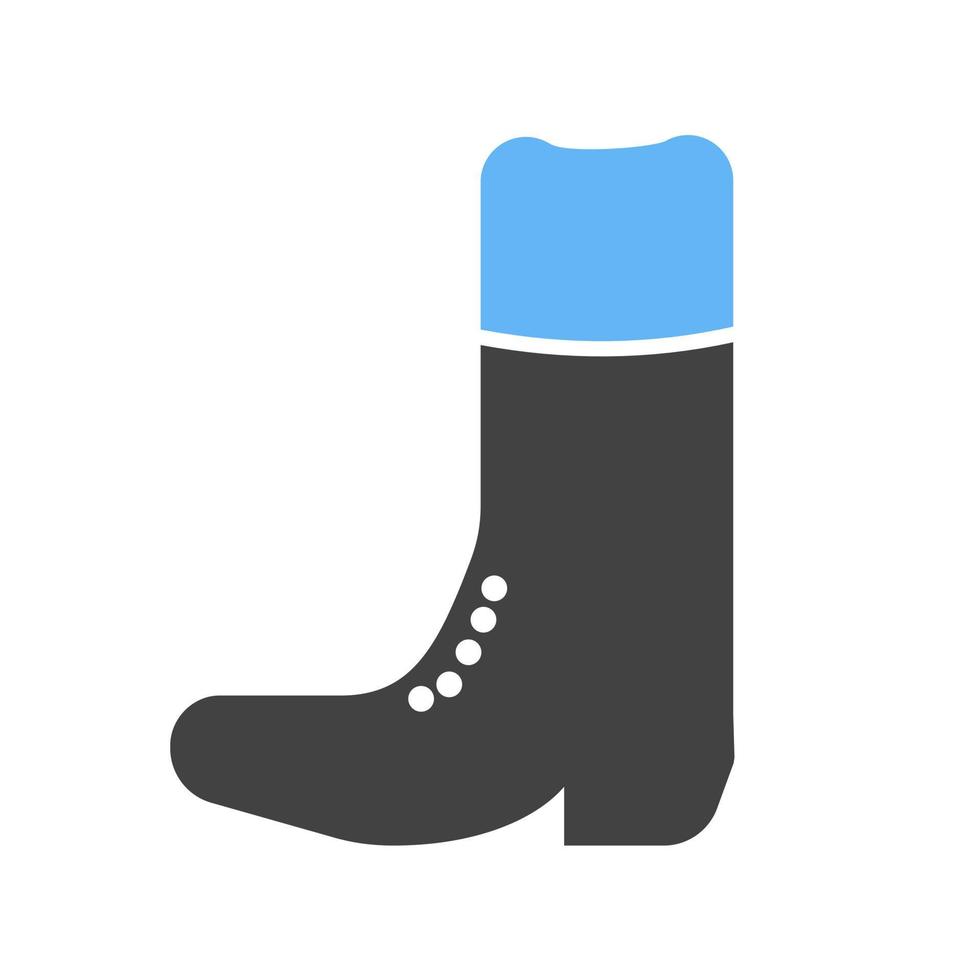 Cowboy Boot Glyph Blue and Black Icon vector