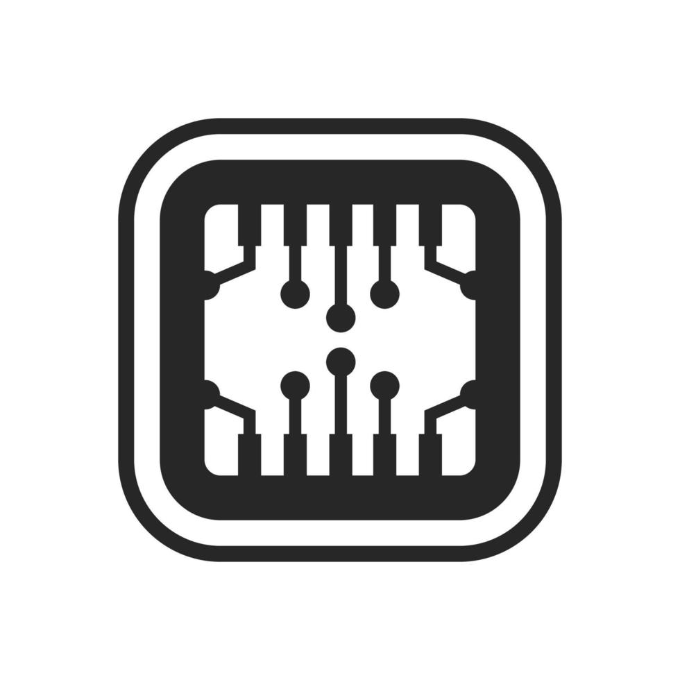 Cpu chip technology vector digital electronic. Computer processor illustration board icon and communication tech hardware. Microchip motherboard engineering datum and symbol pc core equipment device