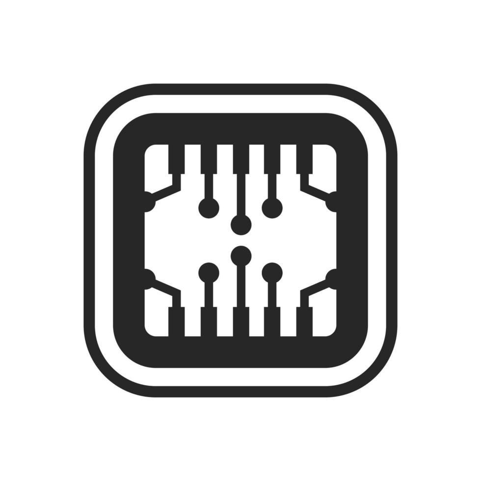 Cpu chip technology vector digital electronic. Computer processor illustration board icon and communication tech hardware. Microchip motherboard engineering datum and symbol pc core equipment device
