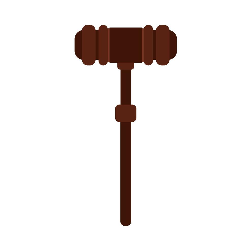 Judge gavel wooden decision system law vector icon. Tribunal guilty hammer rule jurisprudence element