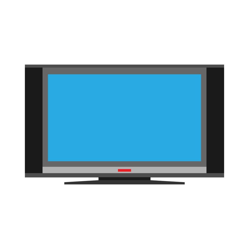 Plasma TV equipment electronic entertainment vector icon front view. Television flat smart screen interior