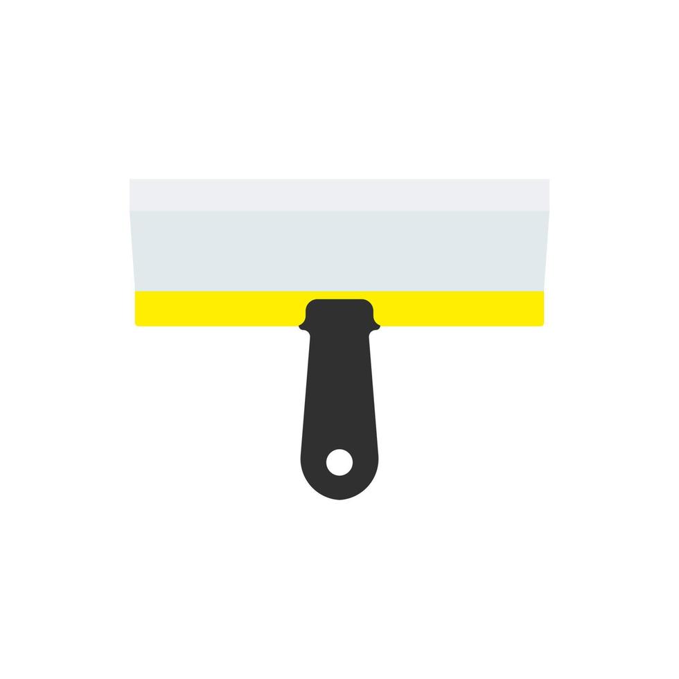 Putty knife equipment builder tape brush vector icon. Construction repair cement spatula bricklayer flat tool scraper