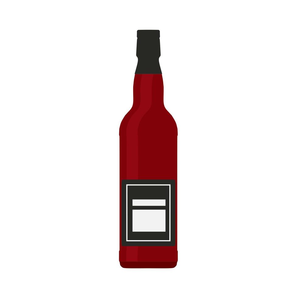 Wiskey bottle beverage liquid party symbol. Cognac glass object celebration vector icon alcohol.