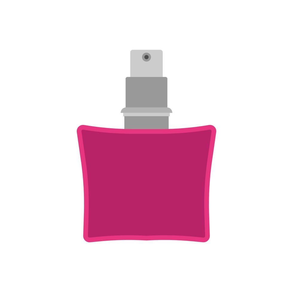 Perfume bottle care cosmetics liquid container vector icon flat. Closeup retro aromatic women pink glass sign