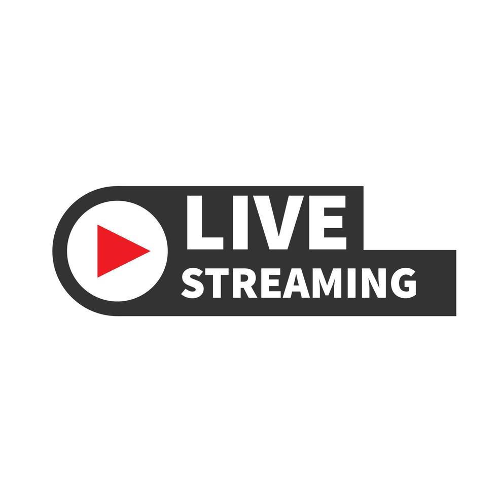 Live streaming and broadcasting logo icons in black and red style. Video button online streaming vector illustration