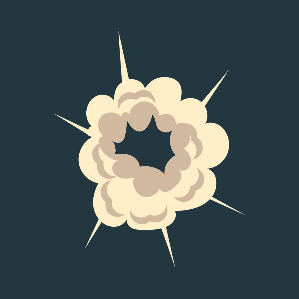Bubble explode smoke poof and cloud blow effect. Wind with cartoon gray fog and boom dust vector illustration. Puff icon and air cloudy element. Fume comic explosion and vapor storm isolated