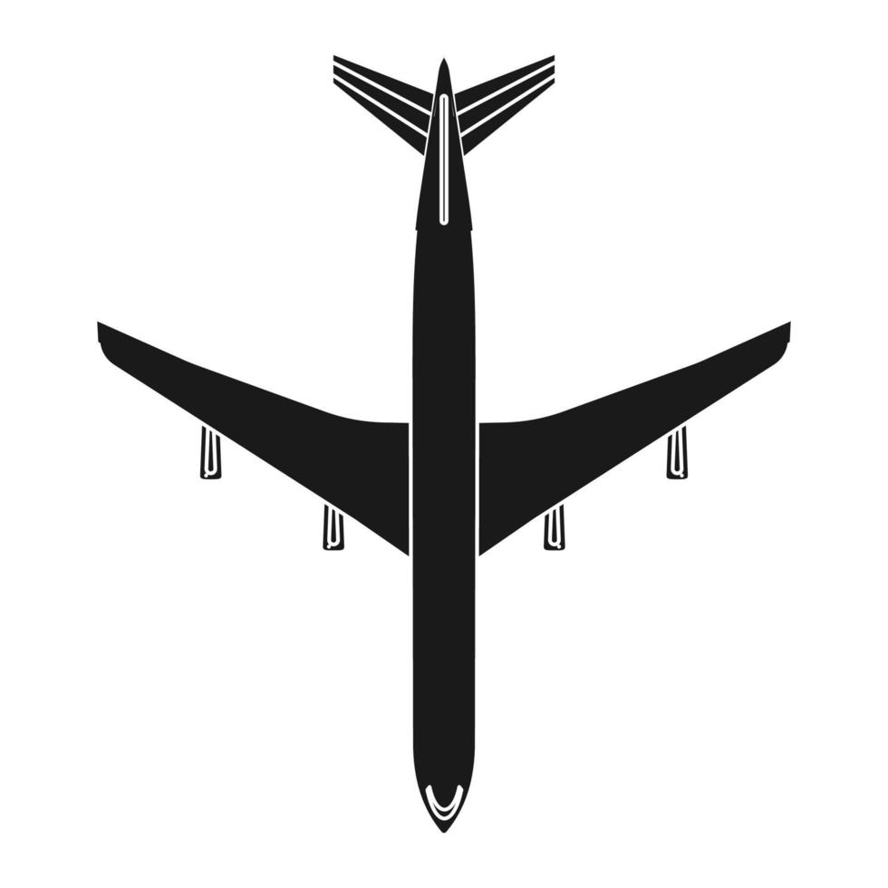 Airplane travel vector icon illustration transportation solid black. Aircraft symbol and fly plane transport isolated white