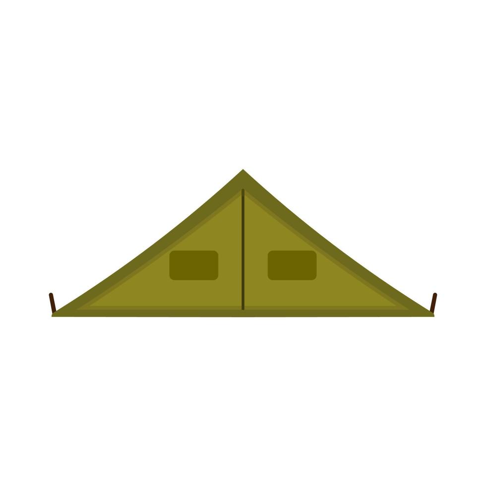 Camping tent tourism vacation leisure equipment vector icon. Green campsite trip shelter flat. Outdoor picnic