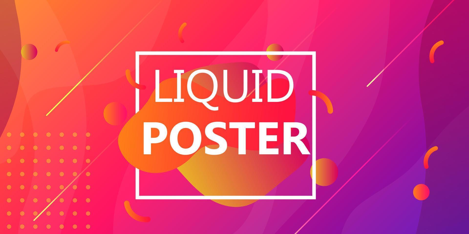 Liquid poster shape background abstract design. Banner vector fluid colorful gradient futuristic illustration template. Geometric dynamic cover splash. Minimal flow page concept