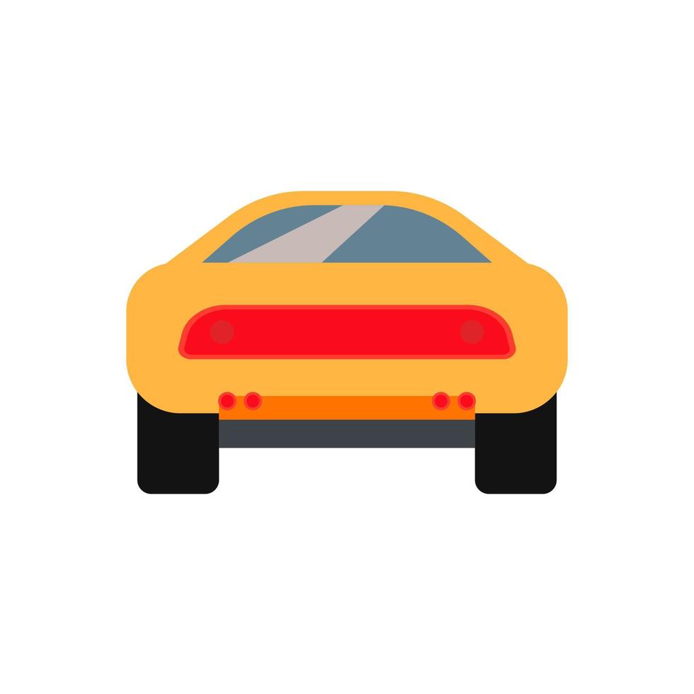 Race car back view yellow vector icon. Modern transportation design automotive technology sport vehicle.