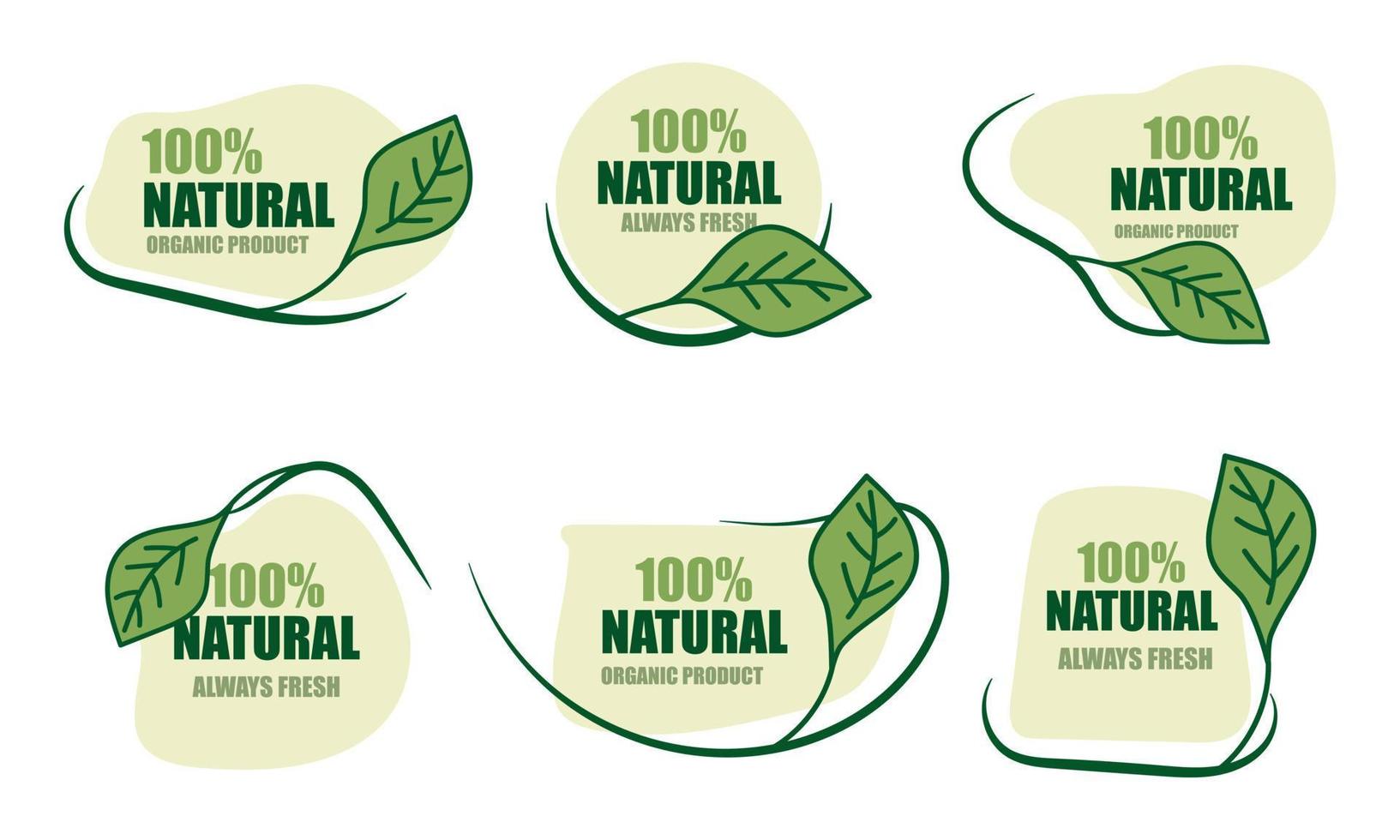 Collection of 100 natural green icon isolated on white. Natural fresh food and organic food icons. Nature Green icons set vector illustration label