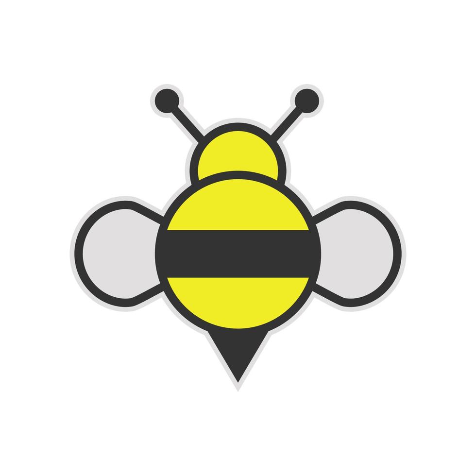 Bee vector icon insect honey illustration symbol. Wing animal summer sign and fly cartoon yellow cute bumblebee. Farm worker bug and isolated white. Silhouette sweet character and funny bumble