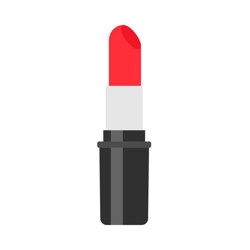 Lipstick red women luxury makeup cosmetics skin care vector icon. Colorful shiny tube sample