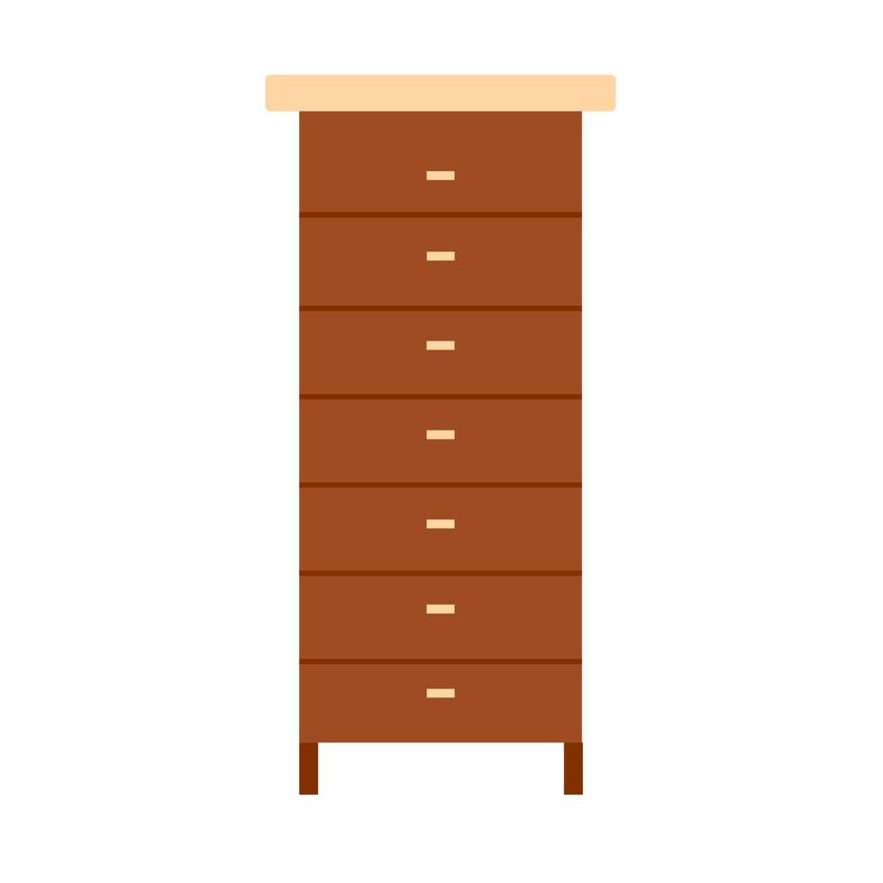 Drawer brown box style equipment retro with shelf. Apartment contemporary simple wooden furniture vector
