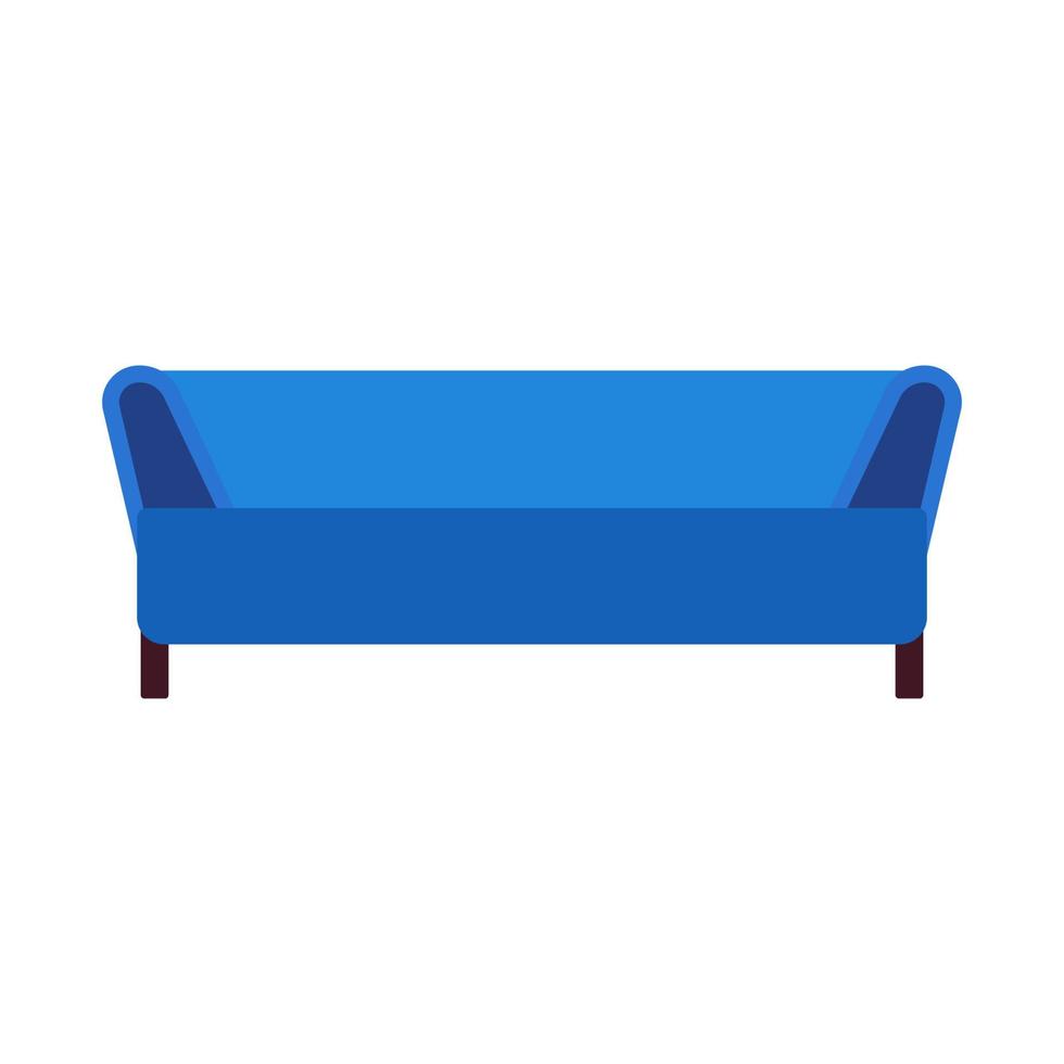 diseño de ilustración de vista frontal de icono de vector de muebles de sofá. elemento de asiento interior de la sala de estar. piso diván casa acogedor