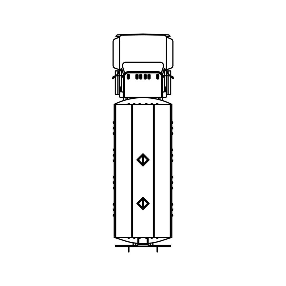 vista superior plana del vector de línea de camión de combustible de aviación del aeropuerto. Esquema de transporte de avión cisterna de gasolina