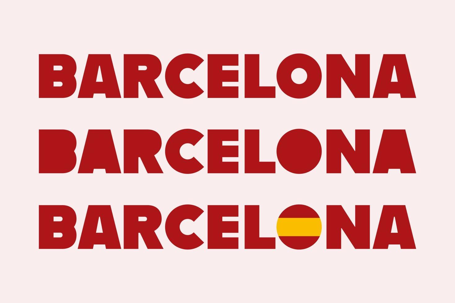 Barcelona Spain, Typography Designs Isolated Vector. Group of Barcelona Catalonia Text Banner Signs, For T-shirts, Posters, Postcards and More. vector