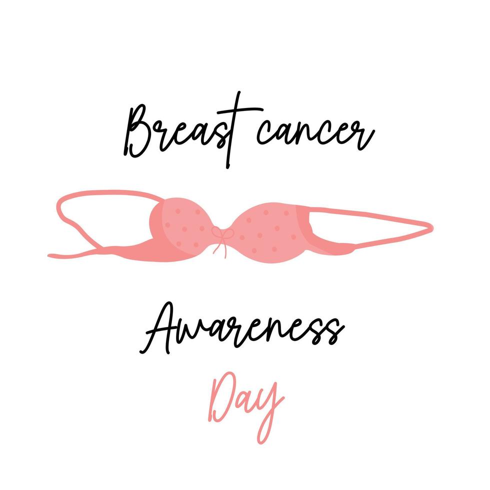 Breast cancer awareness day illustration with bikini bra in pink color. Feminism symbol for women support. vector