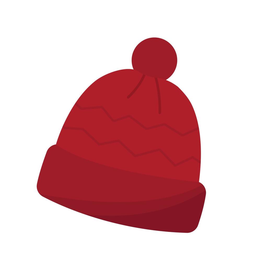Winter and autumn season wool hat in trendy dark red color. vector