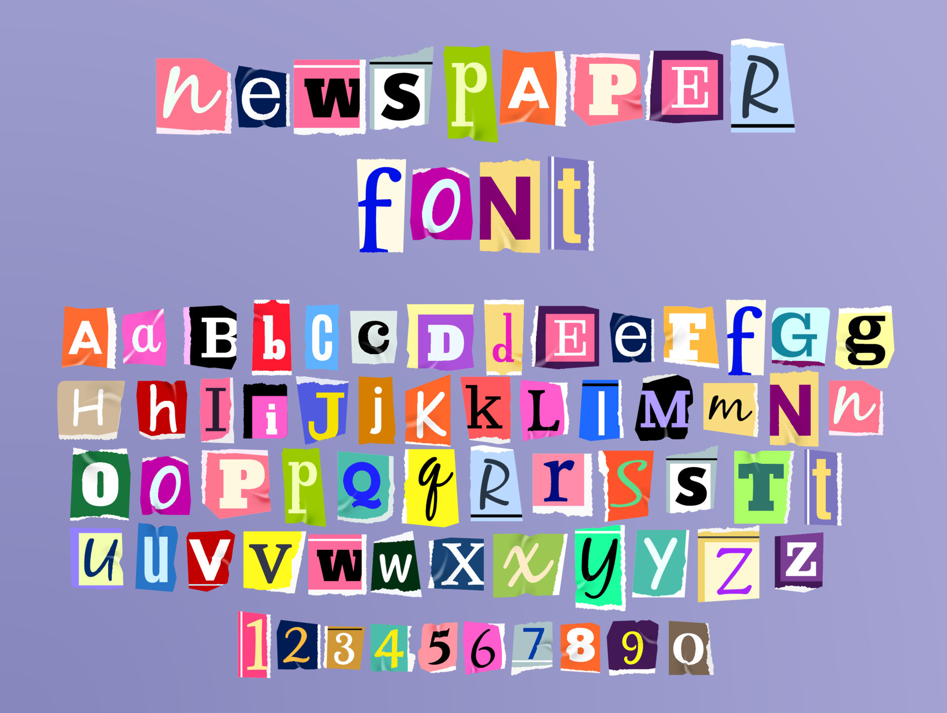 Vector illustration of colorful alphabet with lowercase and uppercase