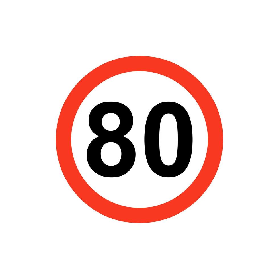 Traffic sign speed limit number eighty. vector