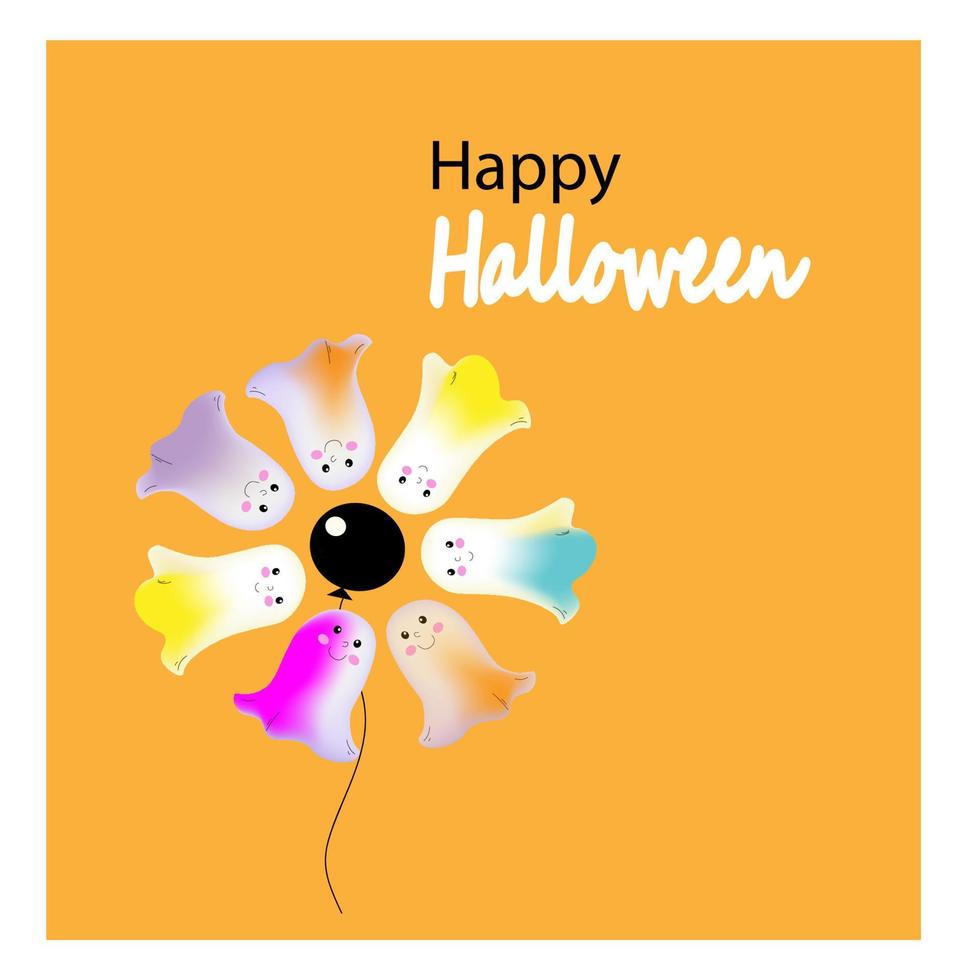 Vector Halloween poster  cute Boo, flat cartoon vector illustration