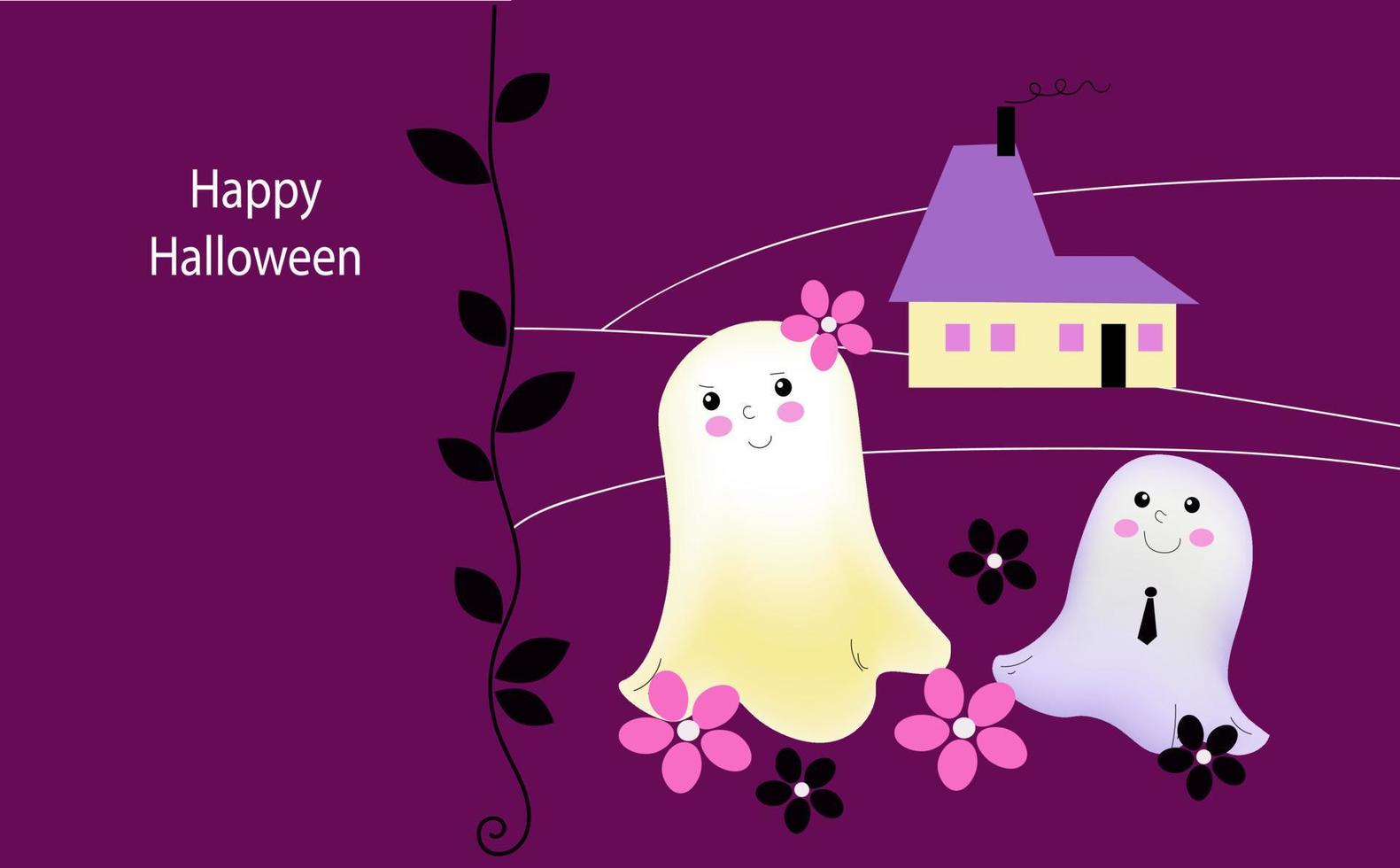 Set of kawaii cute funny happy ghosts, vector