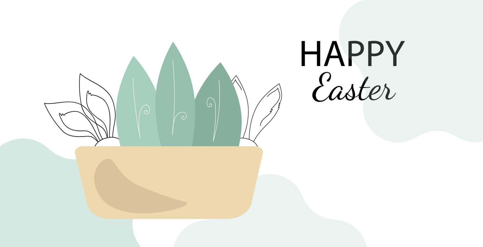 Easter sale banner, Doodle bunny ears, Vector illustration isolated on white background