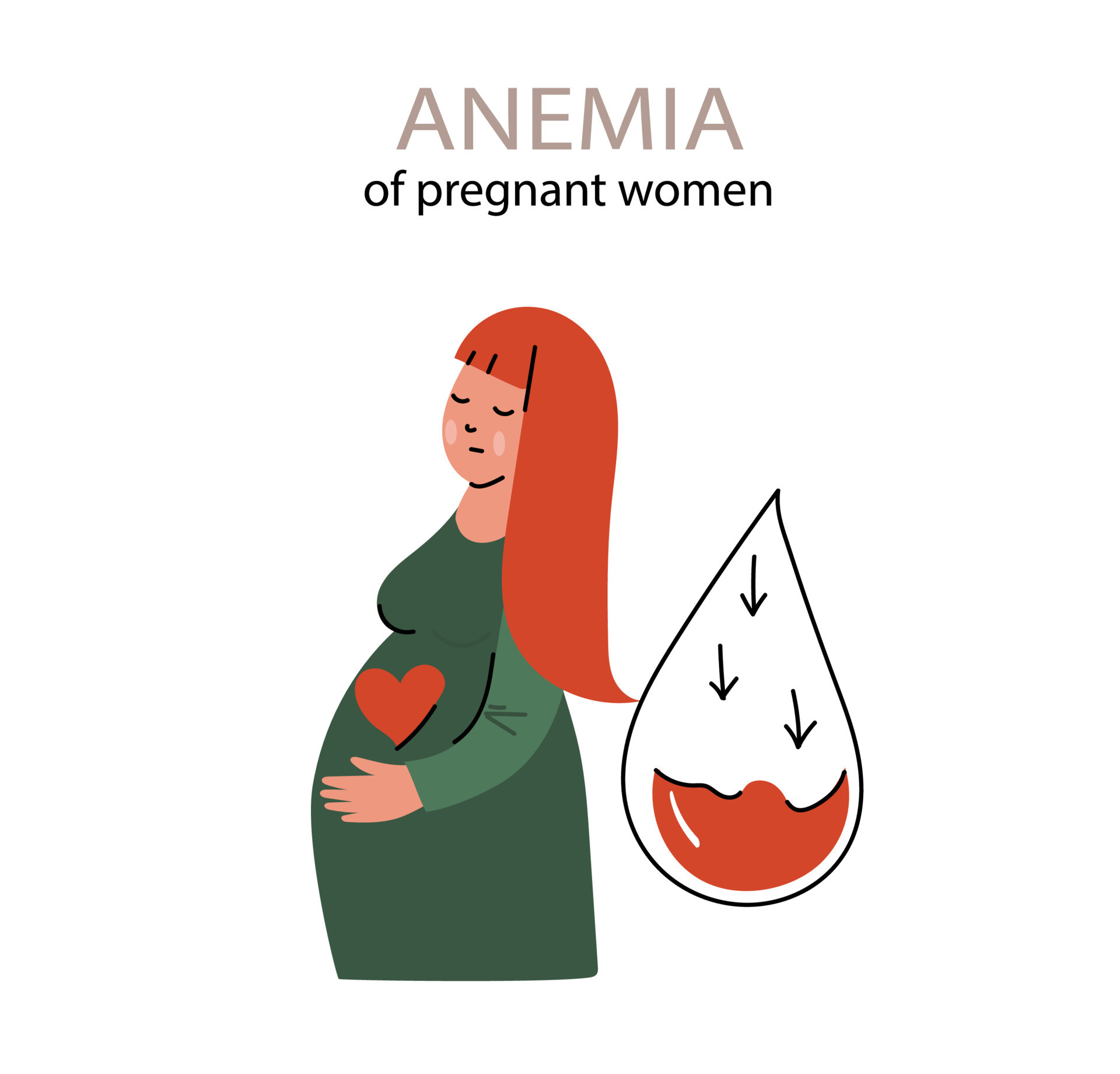 Anemia concept. Pregnant woman suffering from anemia. Low hemoglobin
