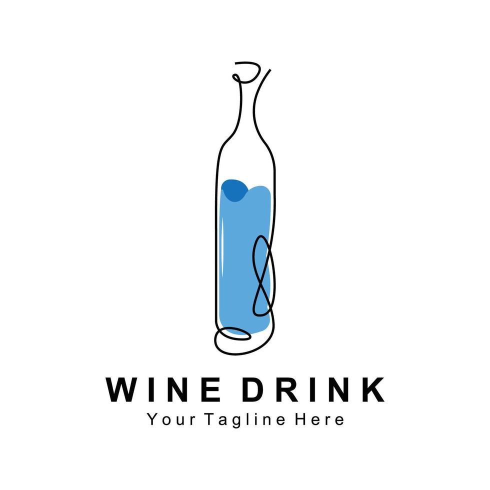 Beverage Wine Logo Design, Glass Illustration, Alcohol Drink Bottle, Company Product Vector