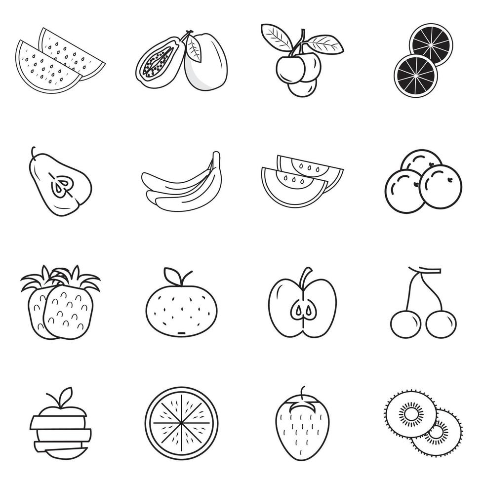 conjunto icono frutas editable vector