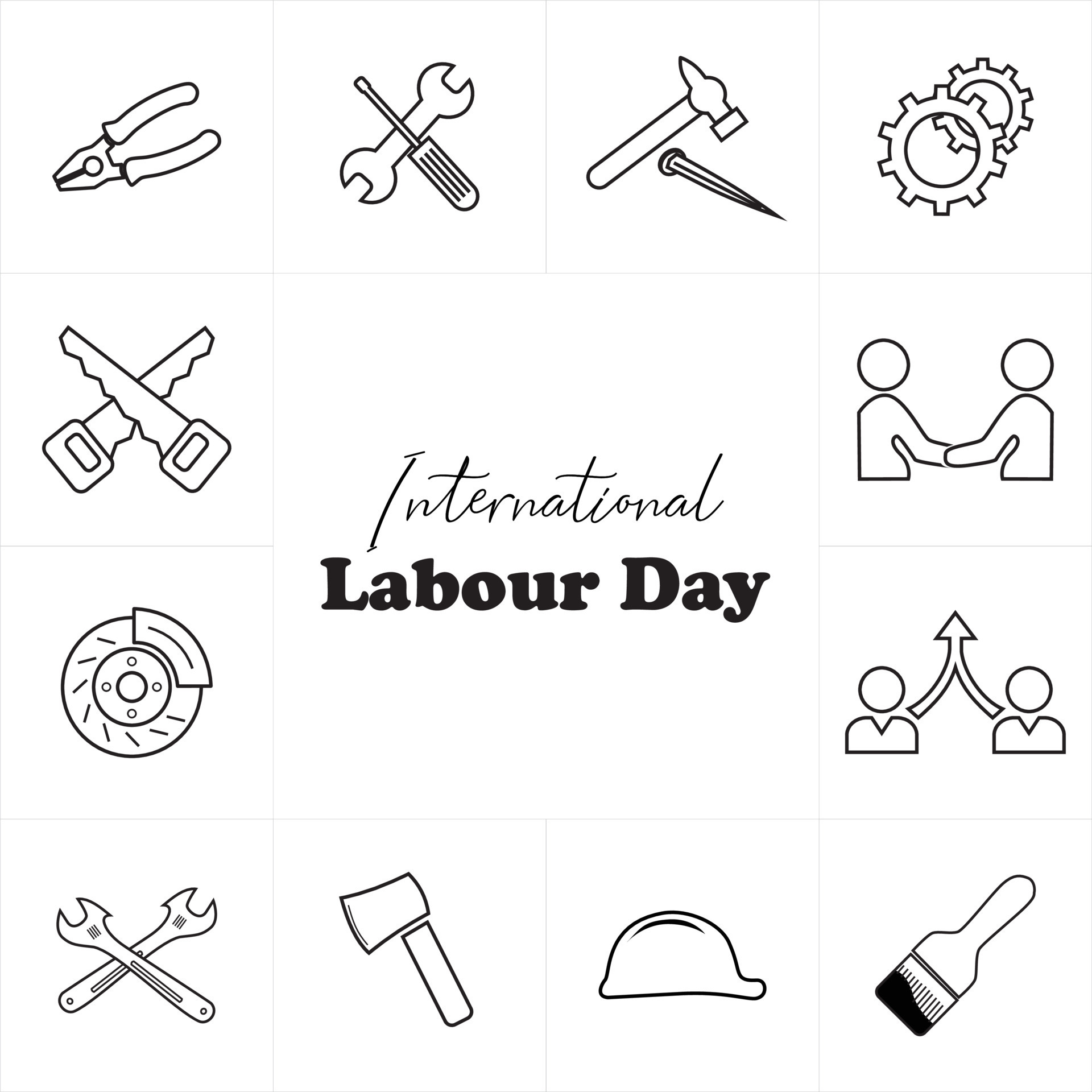 Labour day one line drawing hand continuous drawn Vector Image-saigonsouth.com.vn