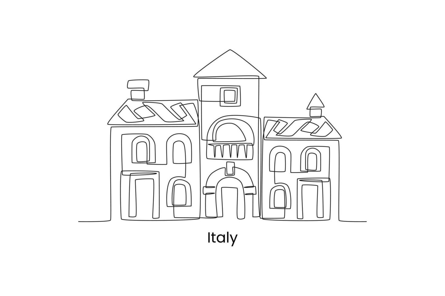 Single one line drawing house in Italy. Traditional house concept. Continuous line draw design graphic vector illustration.