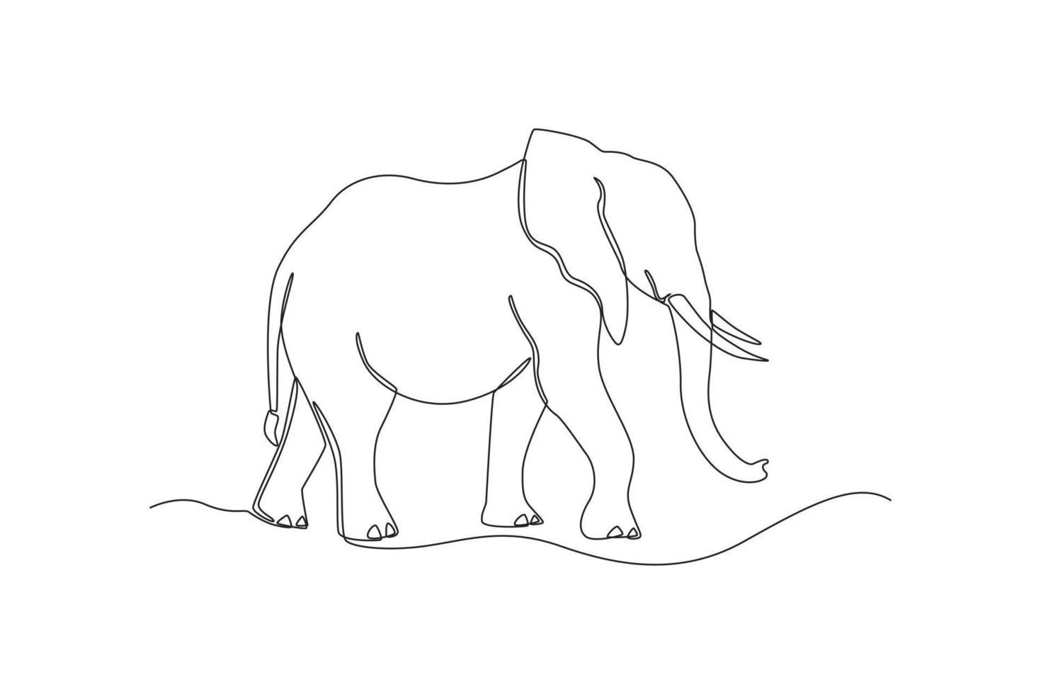 One continuous line drawing of a elephant. Animal concept. Single line draw design vector graphic illustration.