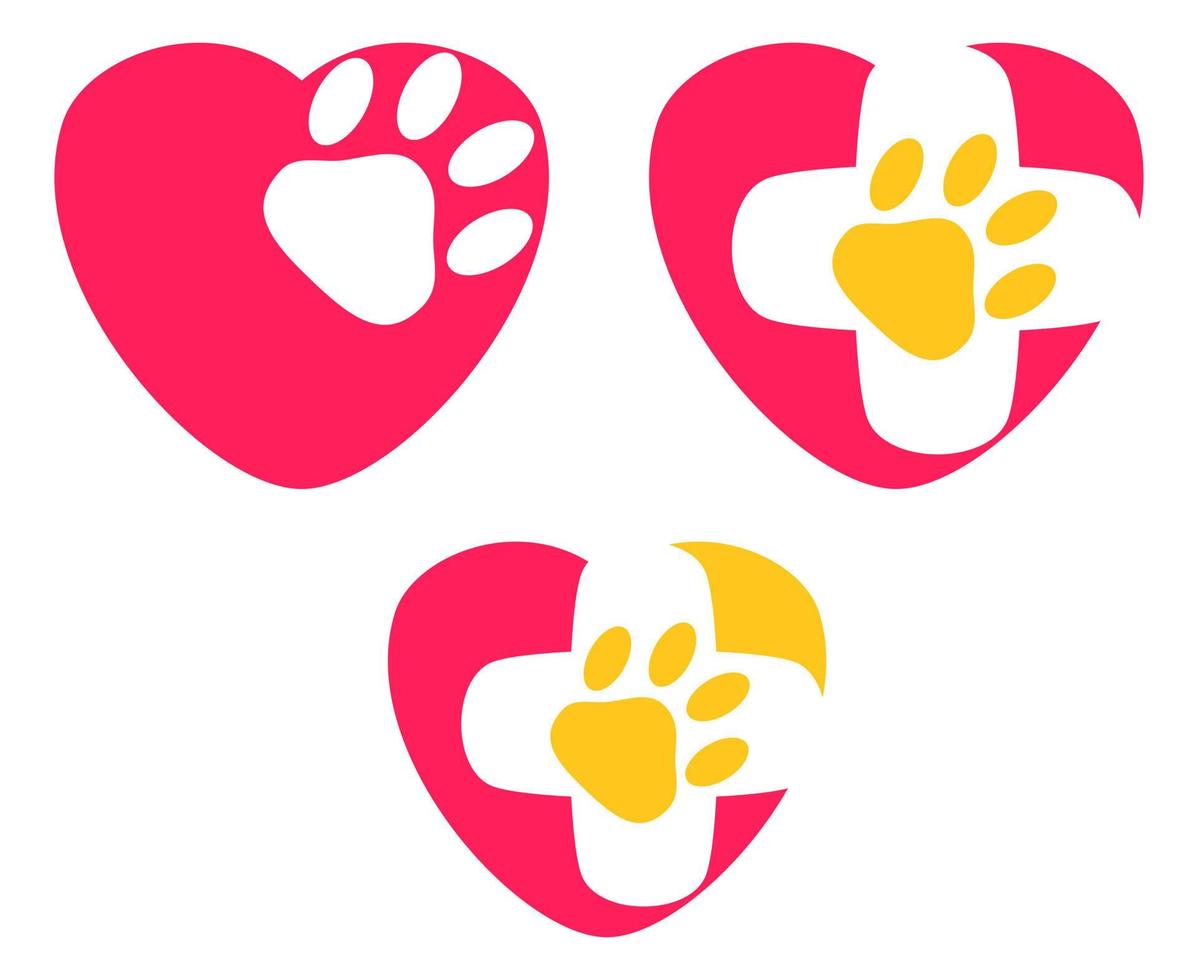 icono de ilustración vectorial de pata en el corazón con color plano simple. adecuado para su uso en actividades relacionadas con mascotas, amantes de los animales, clínicas de mascotas, rescate de animales vector