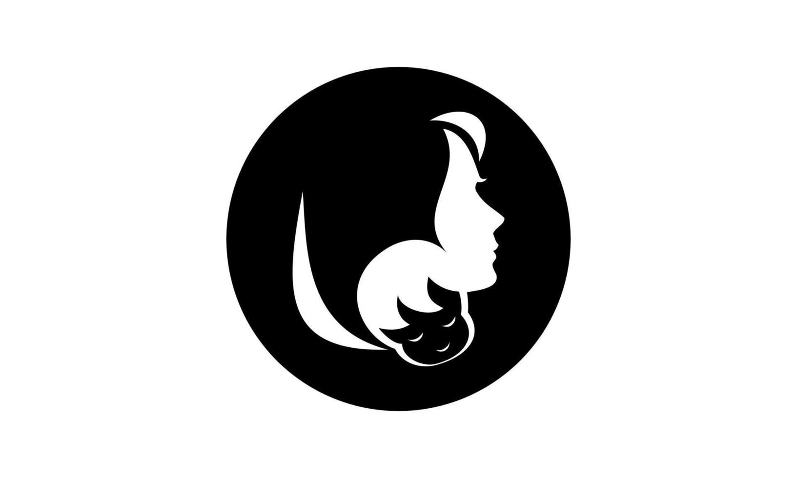 Vector illustration in simple and elegant design. A silhouette of mother and baby in black circles. Can be used for needs related to mothers and babies, baby products, mother's day