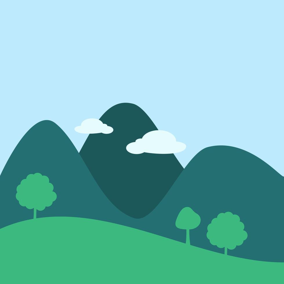 vector illustration of nature background with plants, hill and sky. Good for anything related to nature, environment, earth day, greenery