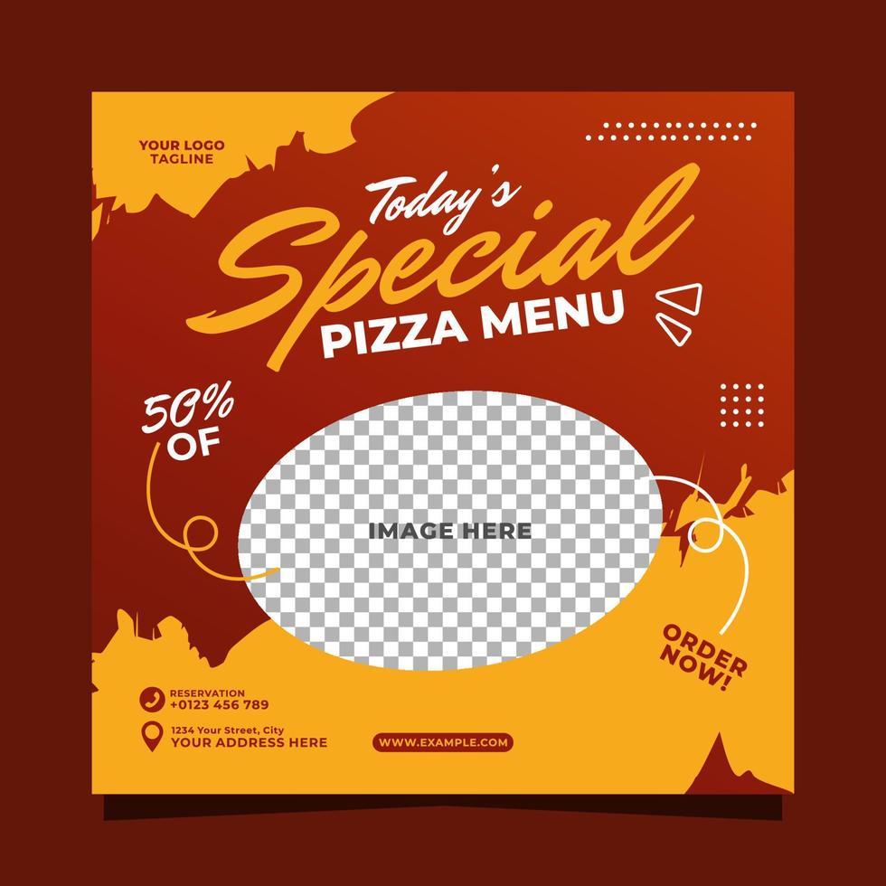 Special pizza menu promotion social media post banner template vector