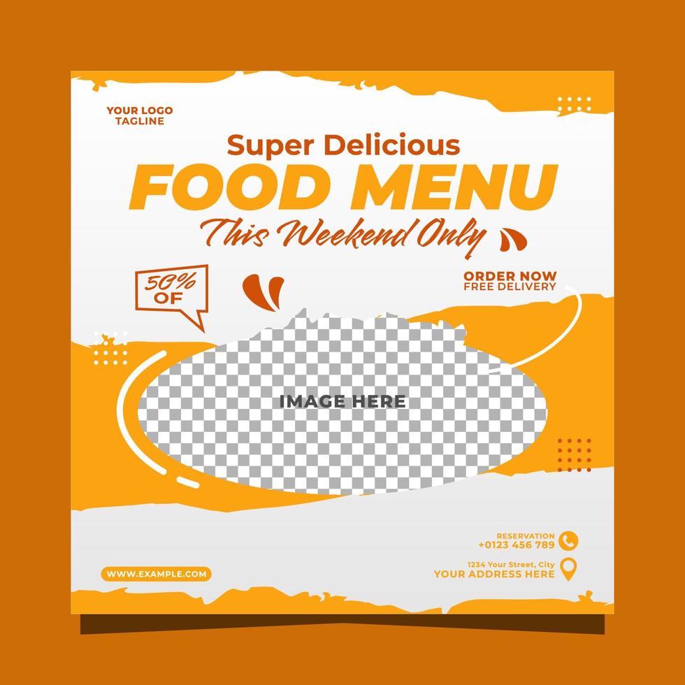 Delicious food menu promotion social media post banner template vector