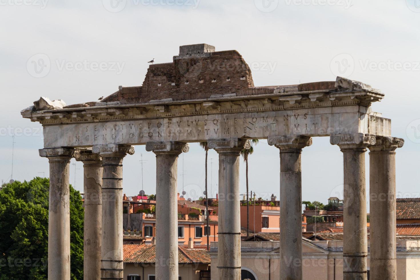 Building ruins and ancient columns  in Rome, Italy photo