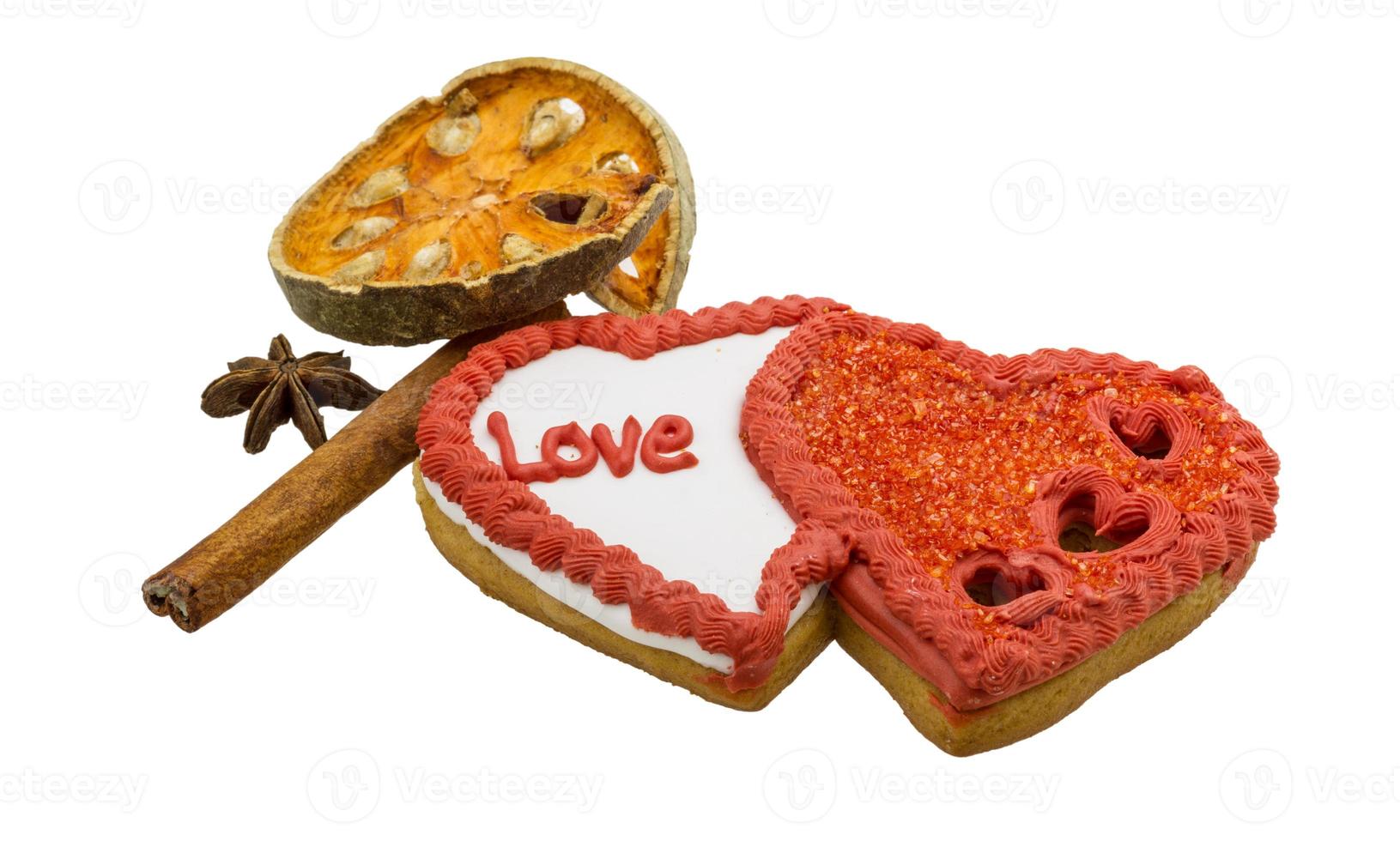 Valentine cookies on white background photo